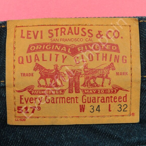 Vintage Levis 517 Jeans Mens 34 Blue Bootcut Made In USA Denim 90s - Picture 4 of 7